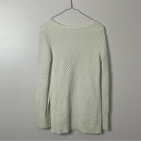 Athleta Tunic Sweater Checkerboard Knit High/Low Hem Cream Size Small - Picture 6 of 13